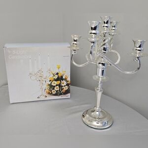Vintage Wm A Rogers  5-Arm Silverplated Ornate Candelabra Pillar Holder With Box